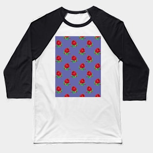 Red vintage roses on Very Peri Baseball T-Shirt